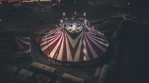 leisure activities aerial photography of red and white tent transportation